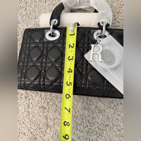 LADY D - fashion inspired Black Quilted Leather Top-Handle Bag w/Silver Hardware - Picture 6 of 6